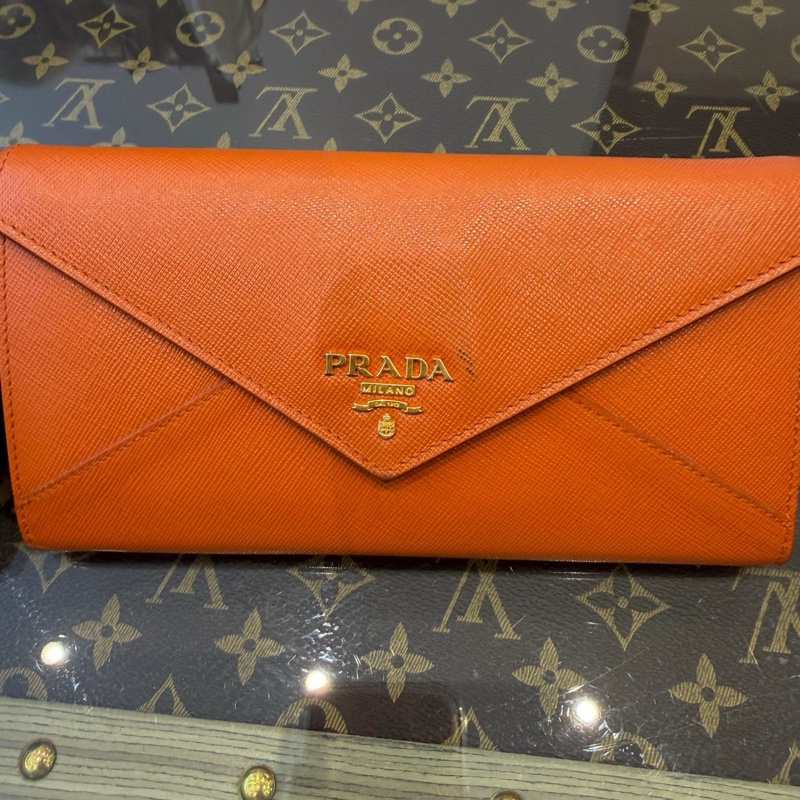 prada/普拉達 橙色錢包 卡包 尺寸:18✖️10cm 附件:子袋-1