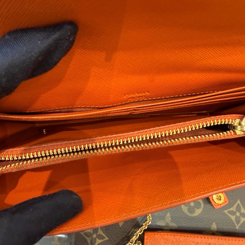 prada/普拉達 橙色錢包 卡包 尺寸:18✖️10cm 附件:子袋-8