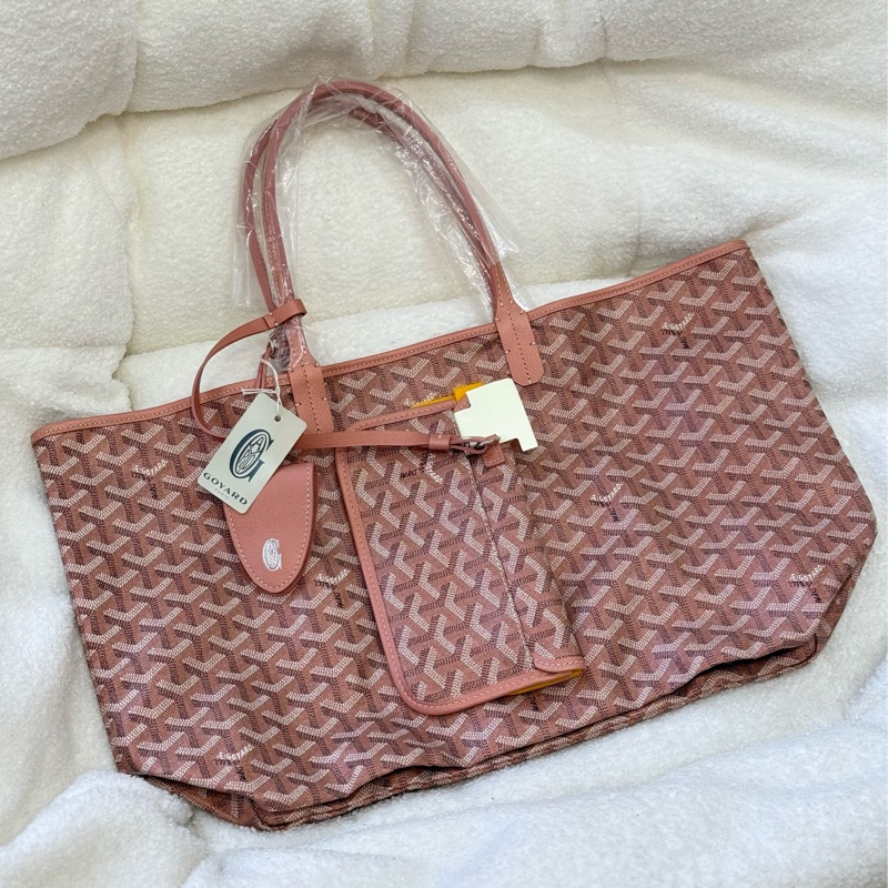 (國外購證全配）全新Goyard限量款珠光粉PM tote   代購十萬-1