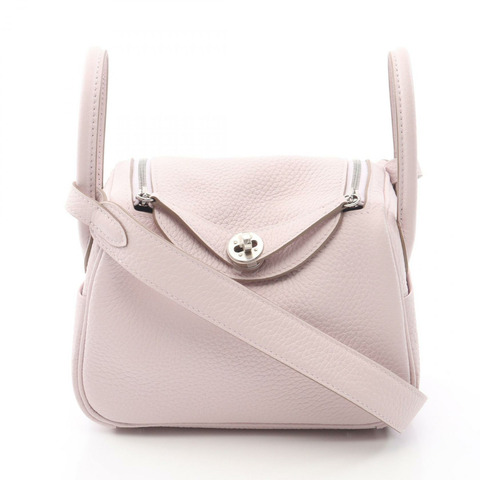 愛馬仕 Lindy Mini Verso 單肩斜背包，淡紫色皮革，銀色五金，二手