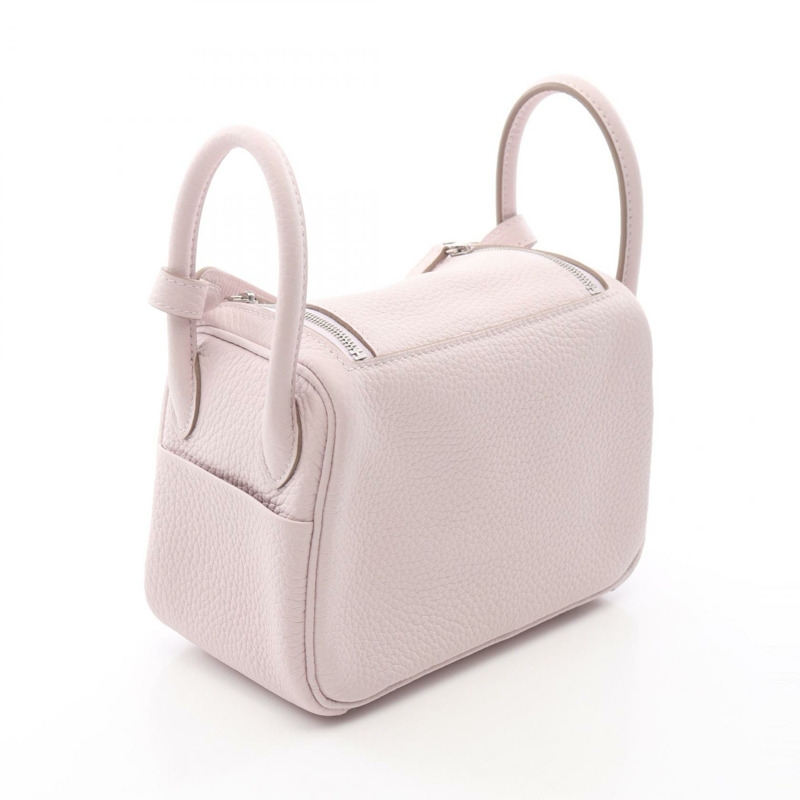 愛馬仕 Lindy Mini Verso 單肩斜背包,淡紫色皮革,銀色五金,二手-1