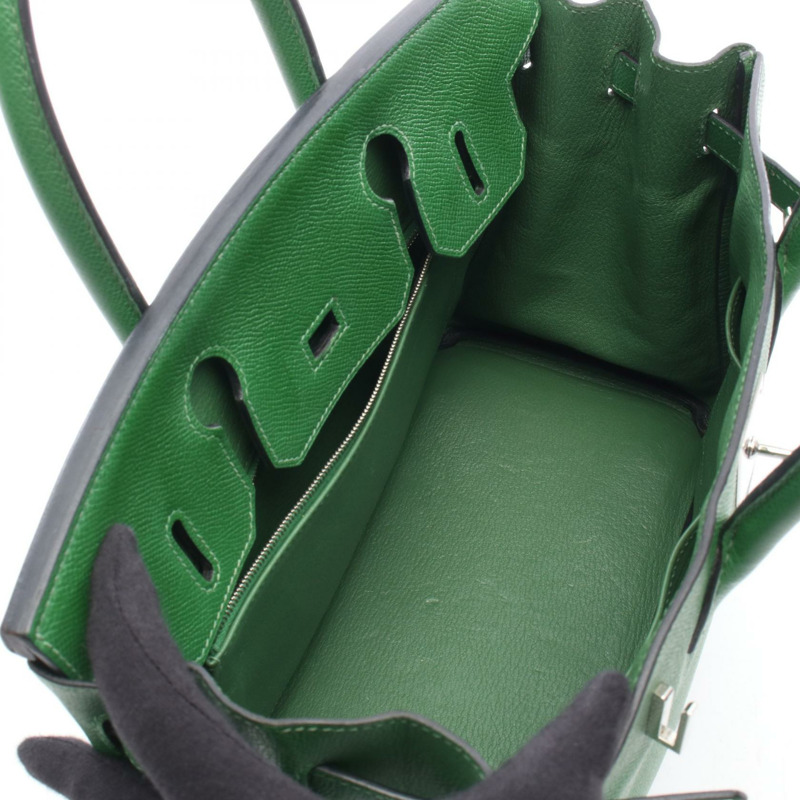 愛馬仕 Birkin 30 手袋 Epsom 皮革 綠色 SHW 二手 女士 N-2