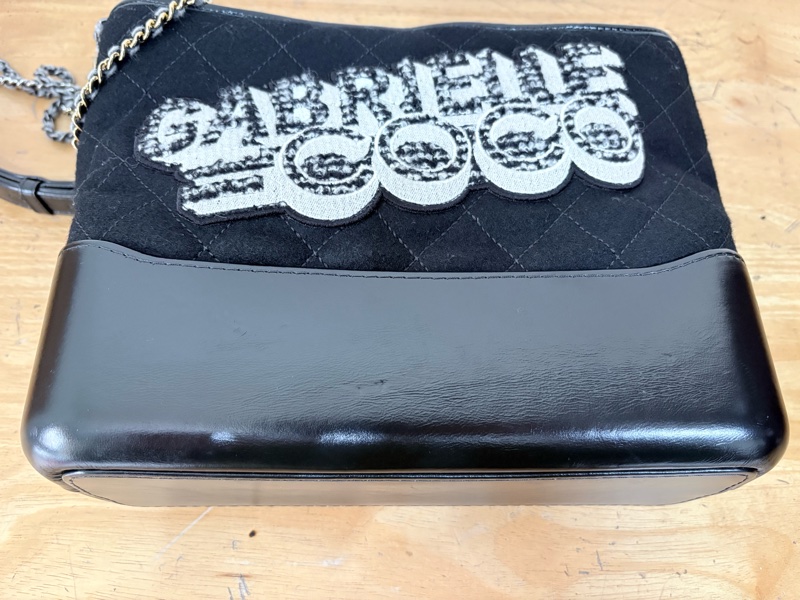 Chanel gabrielle 流浪包中號 黑色毛呢特別款 肩背斜背皆可-32