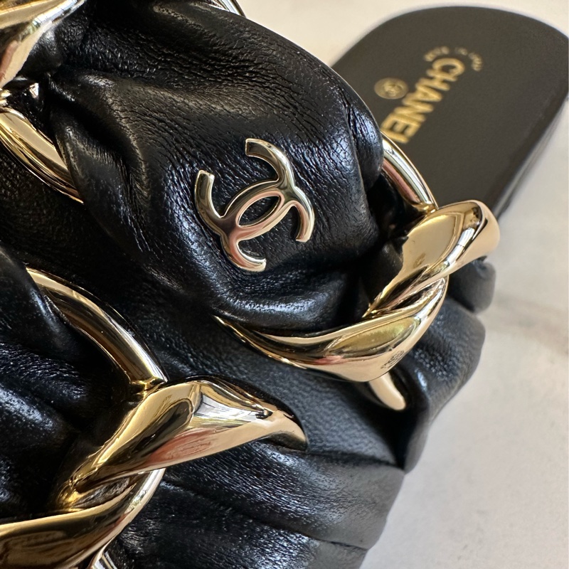 Chanel 黑色小羊皮拖鞋-6