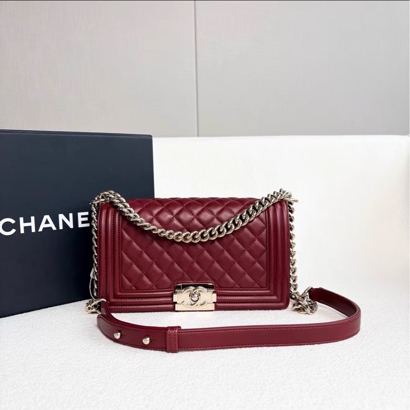 #香奈兒leboy25中號 #🍷♥️酒紅色金扣 🈶購證 專櫃25萬-6