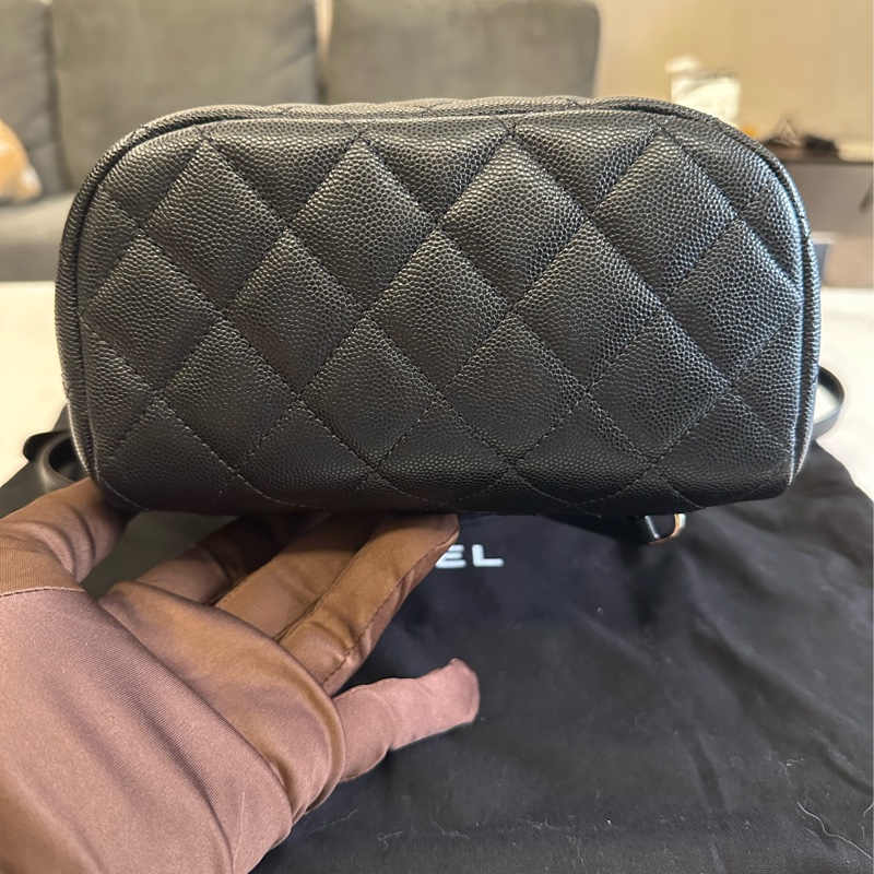 Chanel 薩爾茨堡雙肩後背包 黑金荔枝皮-4