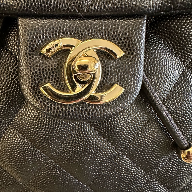 Chanel 薩爾茨堡雙肩後背包 黑金荔枝皮-13