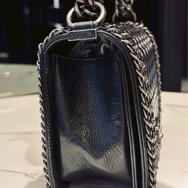 #CHANEL#香奈兒黑銀leboy25穿皮鏈滾邊限定款 🍓🍓-18