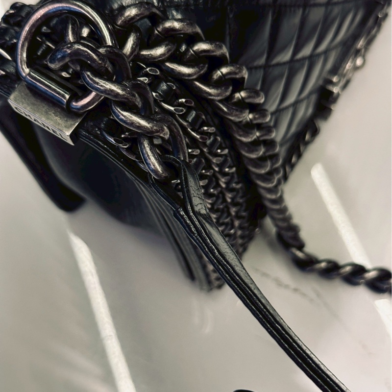#CHANEL#香奈兒黑銀leboy25穿皮鏈滾邊限定款 🍓🍓-19
