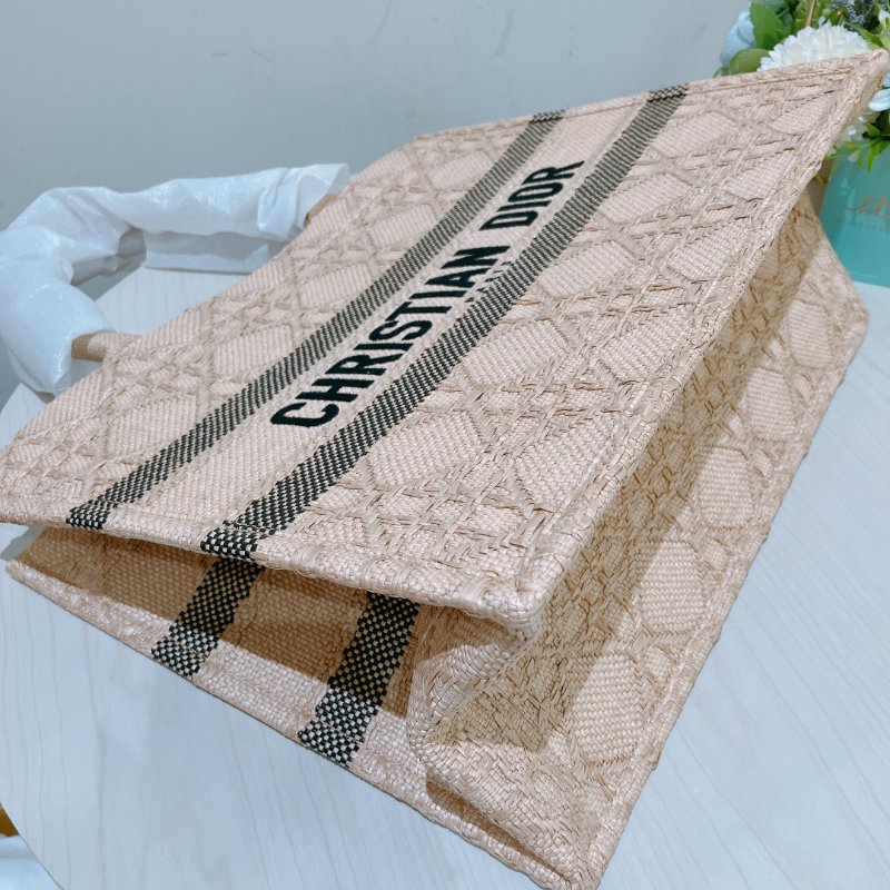 TK1962 Christian Dior 迪奧中號手拿包包Medium Book Tote Bag Canvas Natural Gold-5