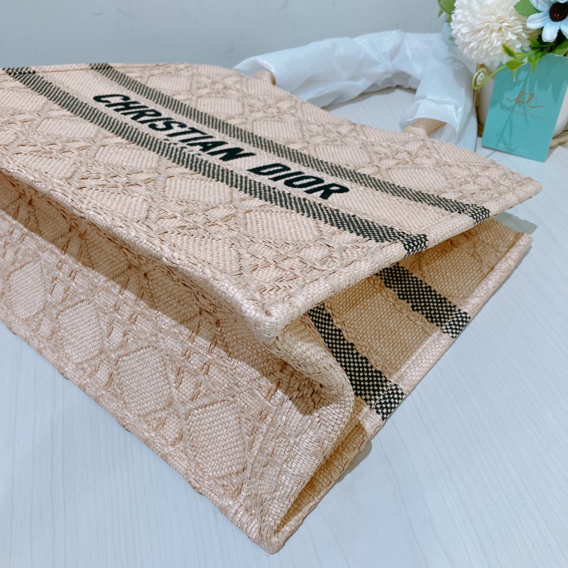 TK1962 Christian Dior 迪奧中號手拿包包Medium Book Tote Bag Canvas Natural Gold-6