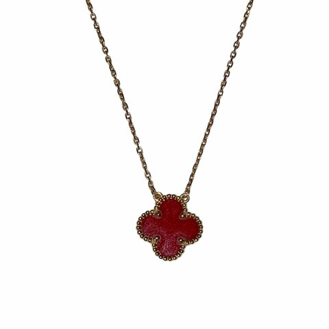 VAN CLEEF & ARPELS 梵克雅寶 Alhambra M號 18K 紅玉隨 項鍊 YG