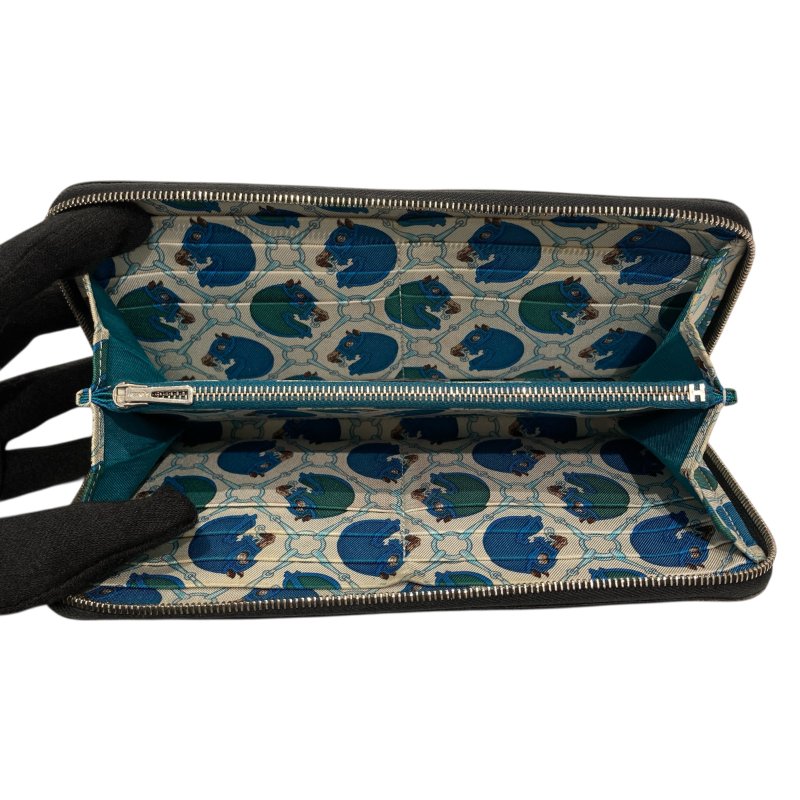 HERMES AZAP LONG SILKIN 長夾 絲巾 黑色-13