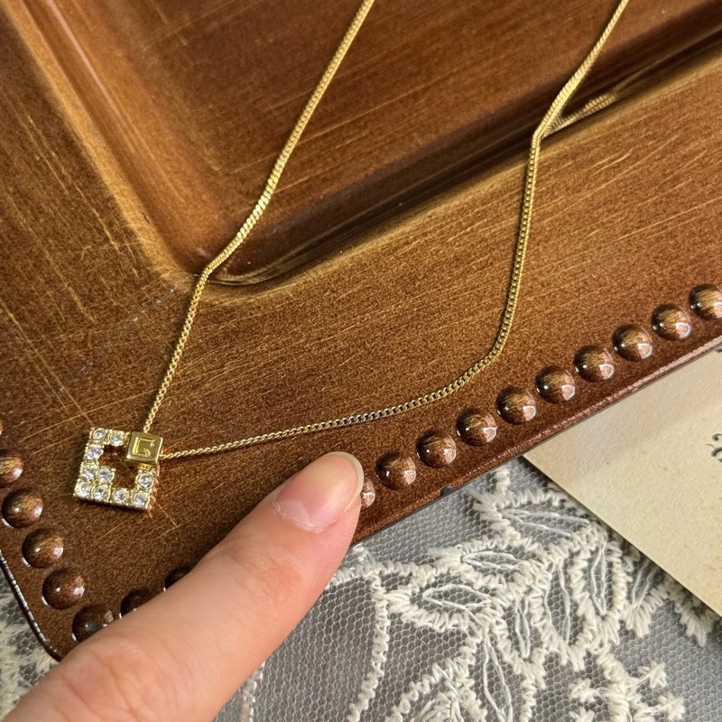 Givenchy 紀梵希 菱形 萊茵石鍍金項鏈 鎖骨鏈-7