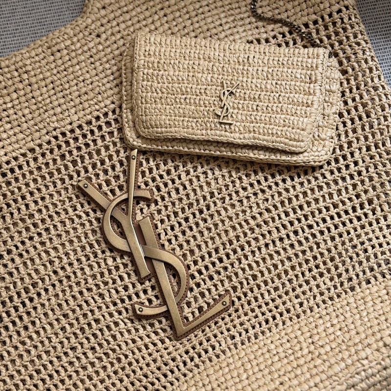 YSL ICARE 拉菲草編織包 沙灘包-1