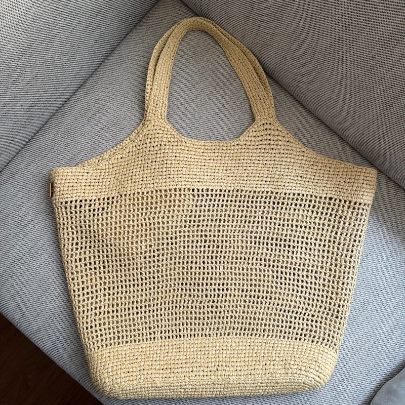 YSL ICARE 拉菲草編織包 沙灘包-6