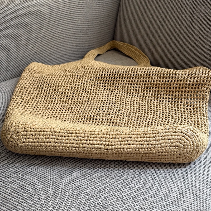 YSL ICARE 拉菲草編織包 沙灘包-7