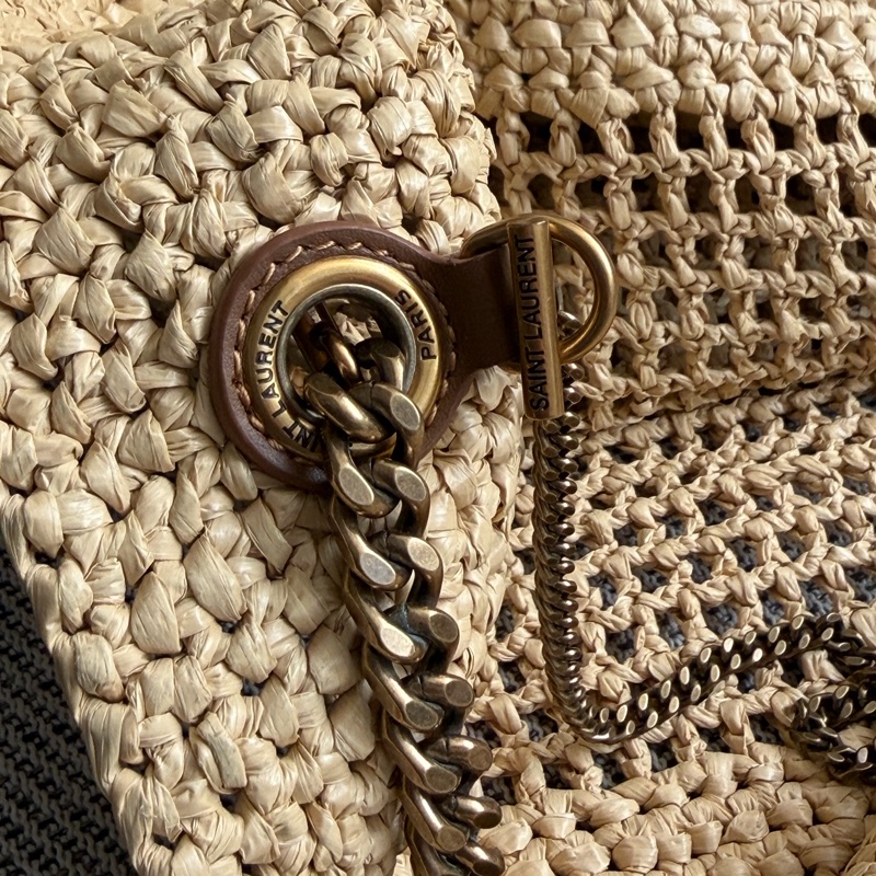 YSL ICARE 拉菲草編織包 沙灘包-9