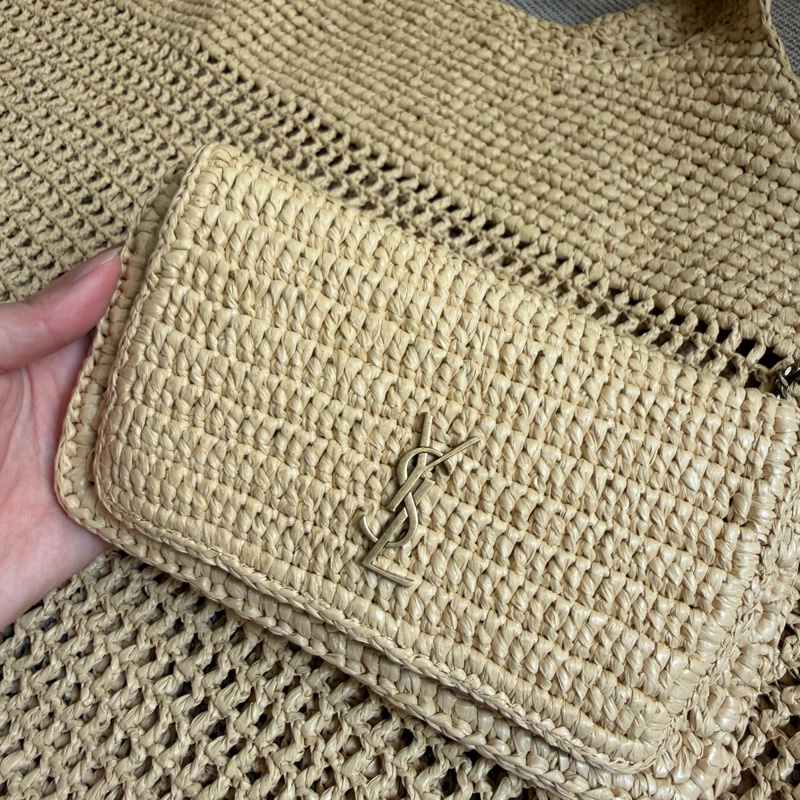 YSL ICARE 拉菲草編織包 沙灘包-12