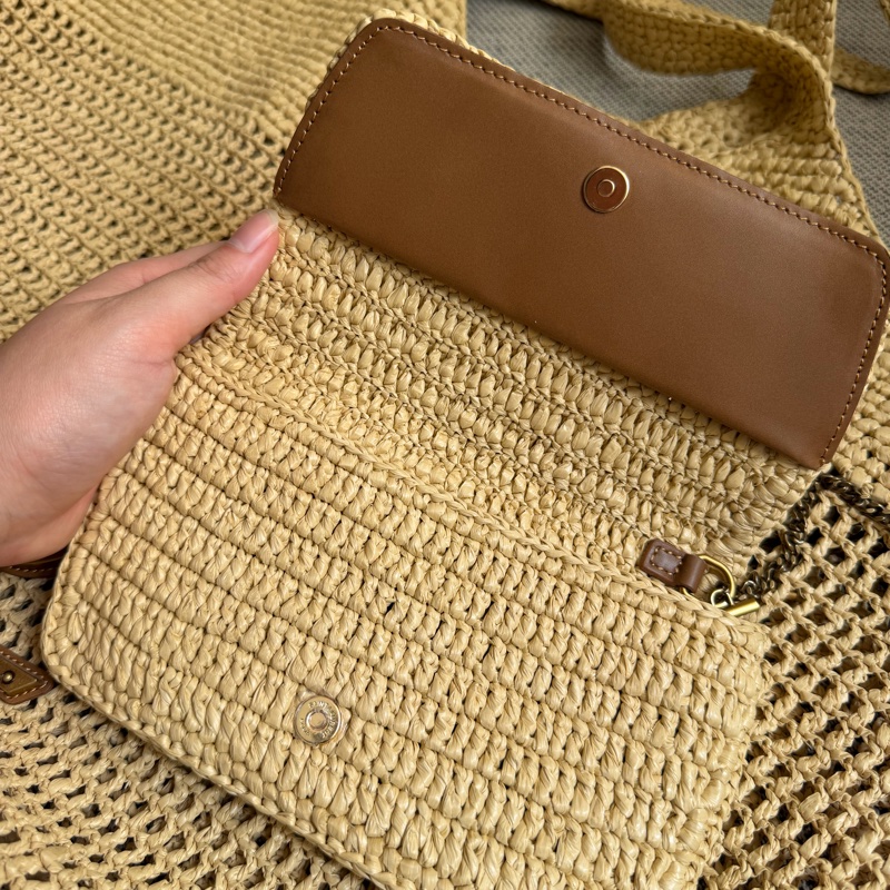 YSL ICARE 拉菲草編織包 沙灘包-13