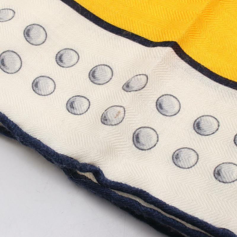 愛馬仕 Carre 140 Grand Tralala 絲巾披肩，真絲羊絨材質，黃色，二手-3