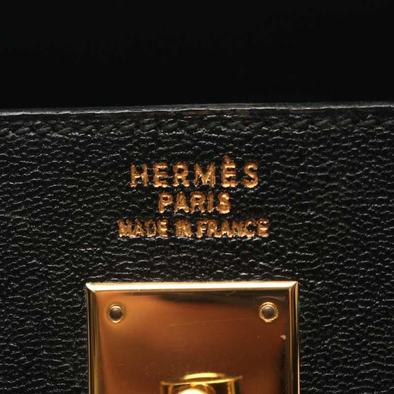 愛馬仕 Kelly 35 手提包,山羊皮,黑色,二手,女士,金色五金-3