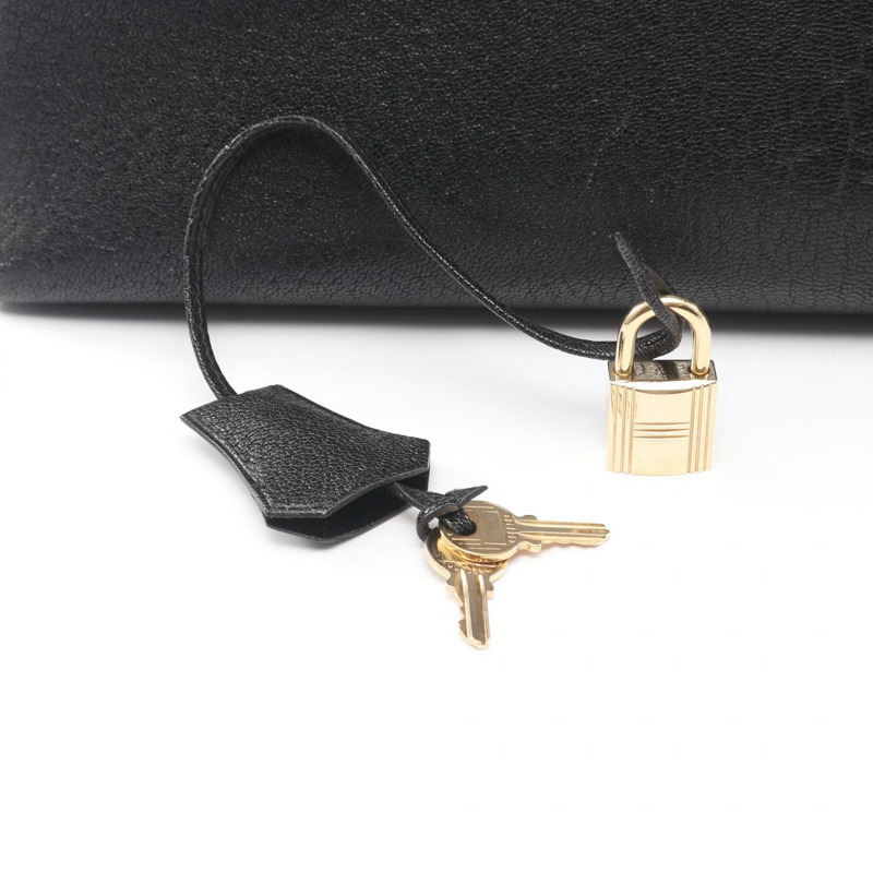愛馬仕 Kelly 35 手提包,山羊皮,黑色,二手,女士,金色五金-5
