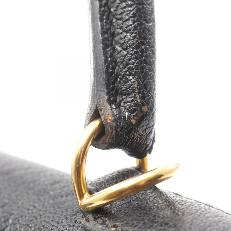 愛馬仕 Kelly 35 手提包,山羊皮,黑色,二手,女士,金色五金-9