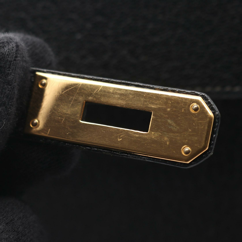 愛馬仕 Kelly 35 手提包,山羊皮,黑色,二手,女士,金色五金-11