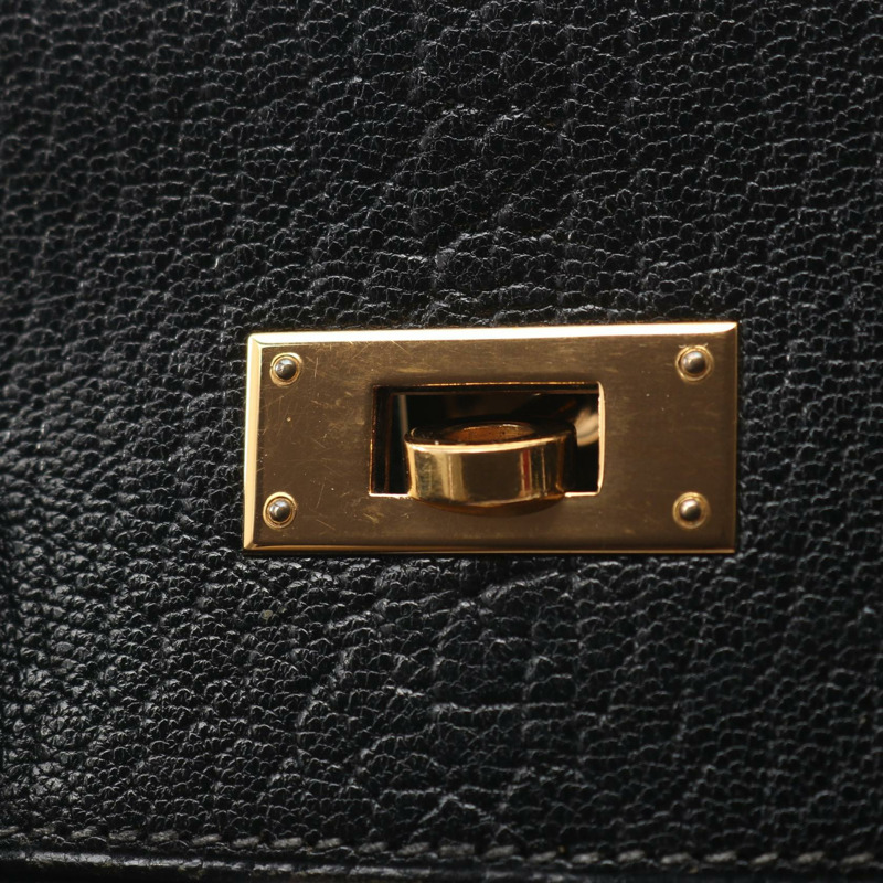 愛馬仕 Kelly 35 手提包,山羊皮,黑色,二手,女士,金色五金-13