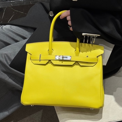 HERMES💛萊姆黃銀釦EPSOM皮BIRKIN30