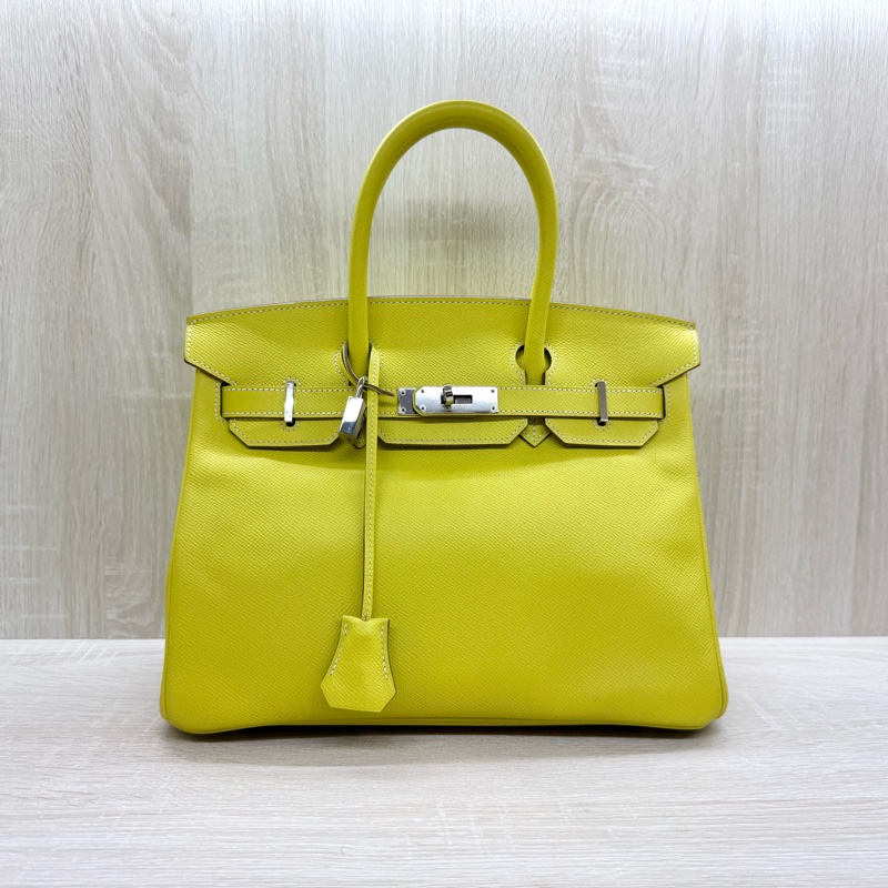 HERMES💛萊姆黃銀釦EPSOM皮BIRKIN30-1