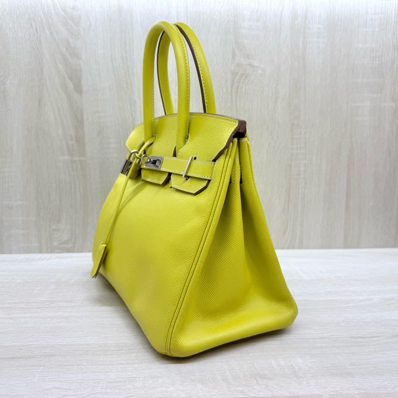HERMES💛萊姆黃銀釦EPSOM皮BIRKIN30-3