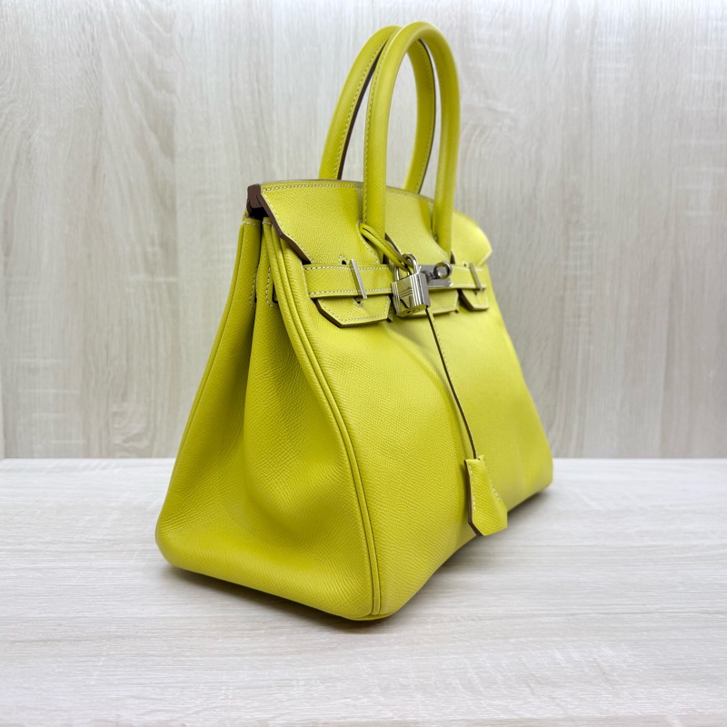 HERMES💛萊姆黃銀釦EPSOM皮BIRKIN30-4