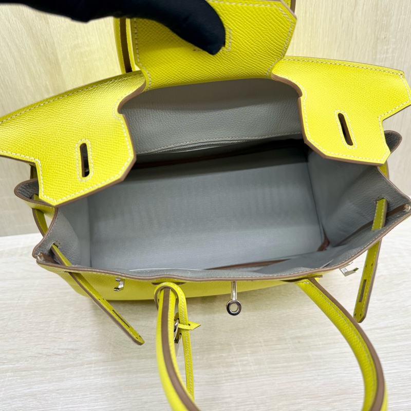 HERMES💛萊姆黃銀釦EPSOM皮BIRKIN30-5