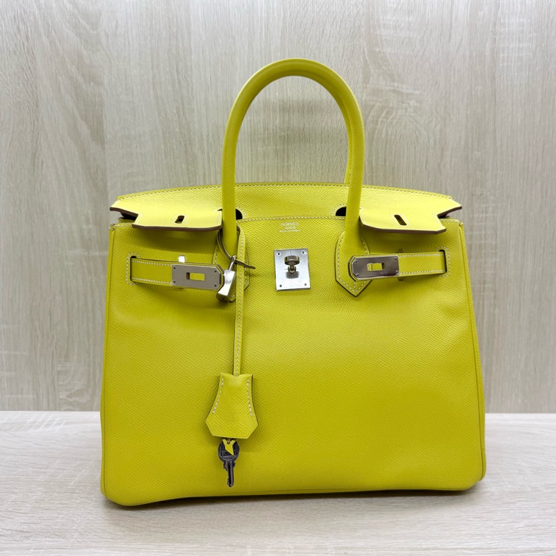 HERMES💛萊姆黃銀釦EPSOM皮BIRKIN30-7