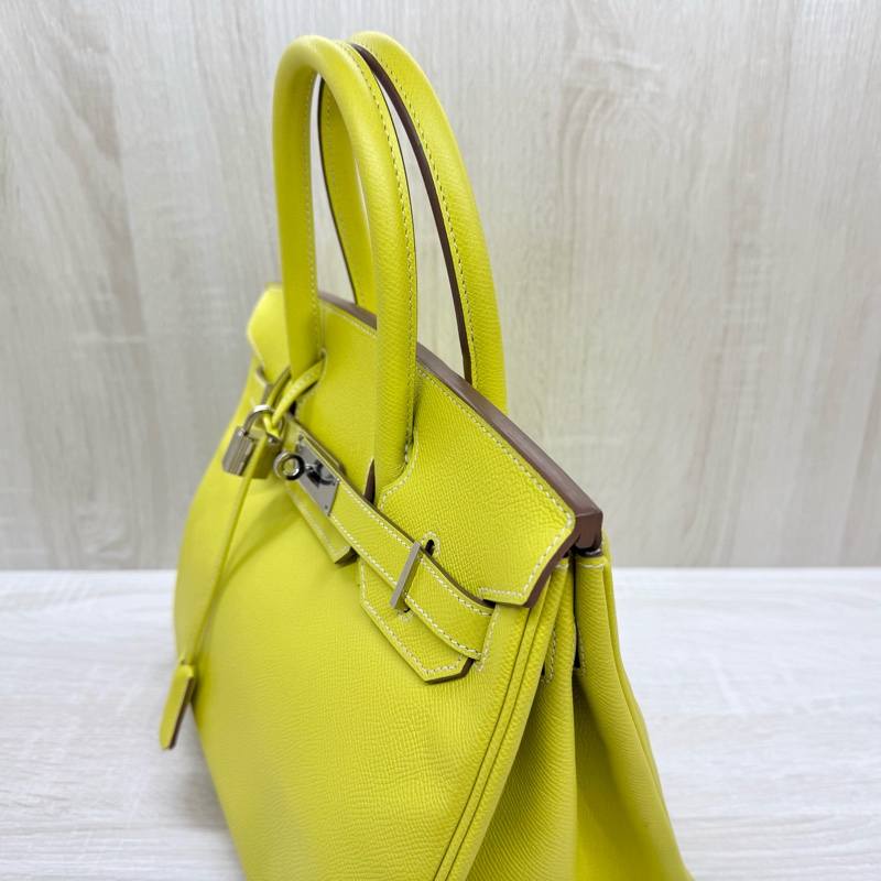 HERMES💛萊姆黃銀釦EPSOM皮BIRKIN30-8