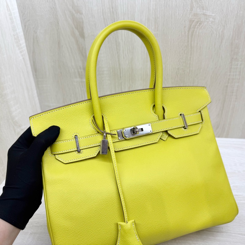 HERMES💛萊姆黃銀釦EPSOM皮BIRKIN30-10