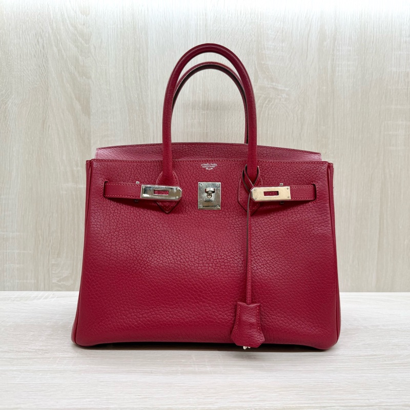 Hermes寶石紅山羊皮銀扣birkin 30cm-1