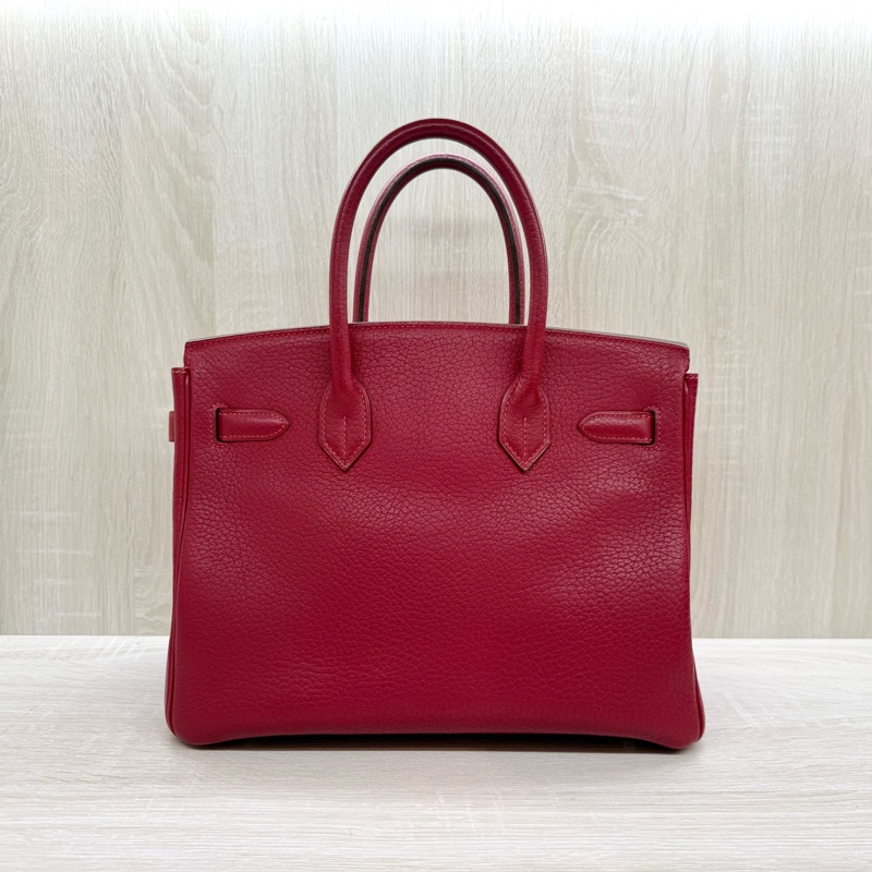 Hermes寶石紅山羊皮銀扣birkin 30cm-2