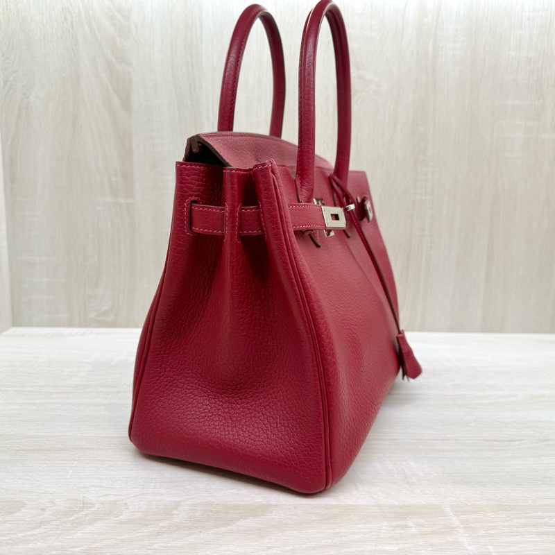 Hermes寶石紅山羊皮銀扣birkin 30cm-4
