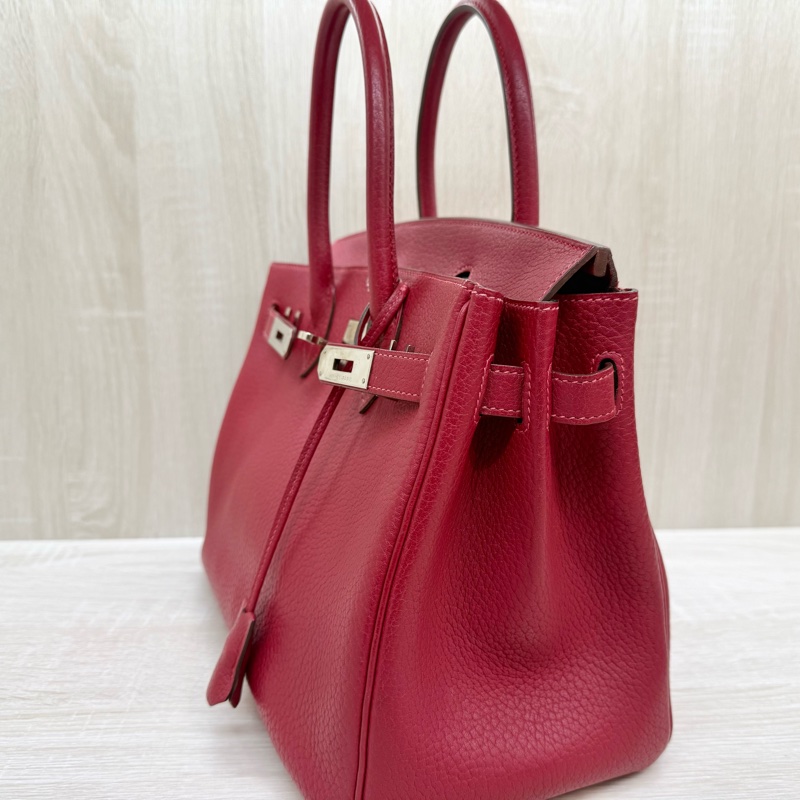 Hermes寶石紅山羊皮銀扣birkin 30cm-8