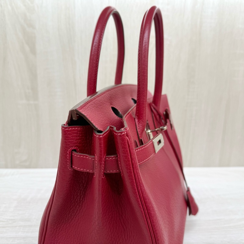 Hermes寶石紅山羊皮銀扣birkin 30cm-9