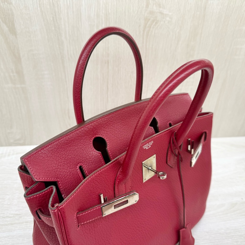 Hermes寶石紅山羊皮銀扣birkin 30cm-11
