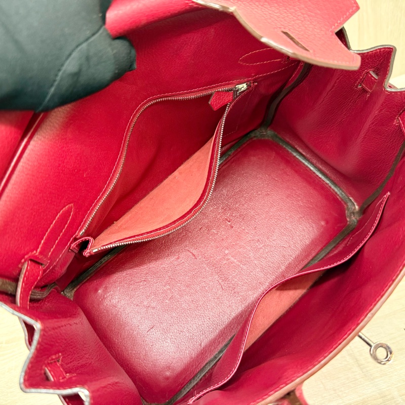 Hermes寶石紅山羊皮銀扣birkin 30cm-14
