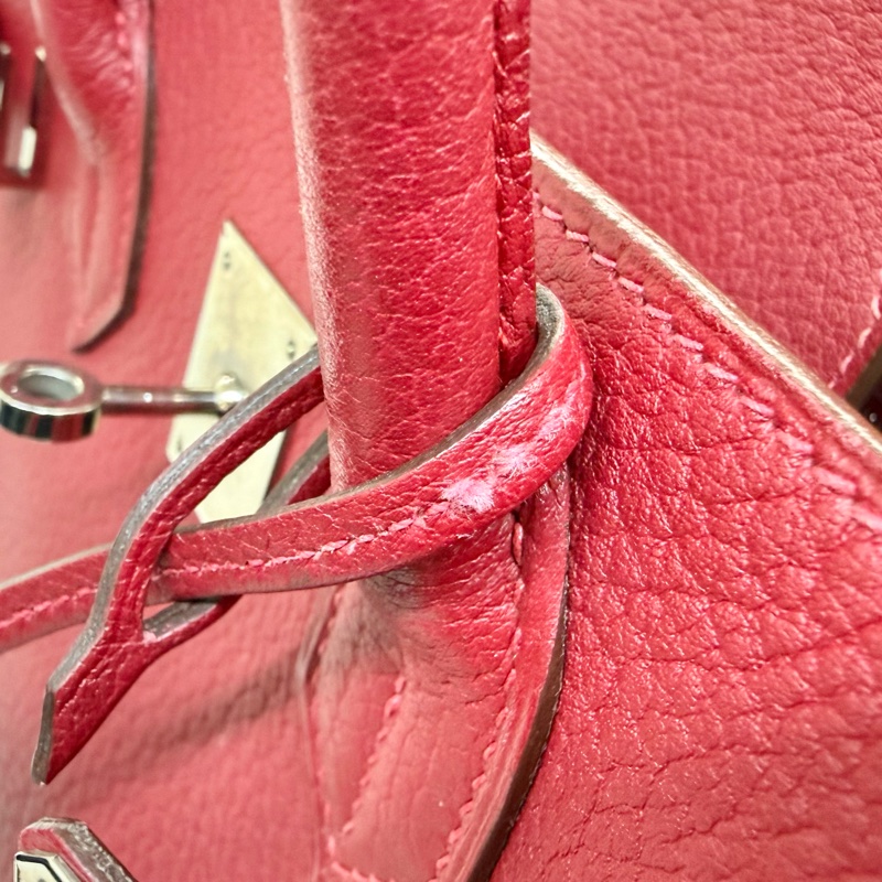 Hermes寶石紅山羊皮銀扣birkin 30cm-15
