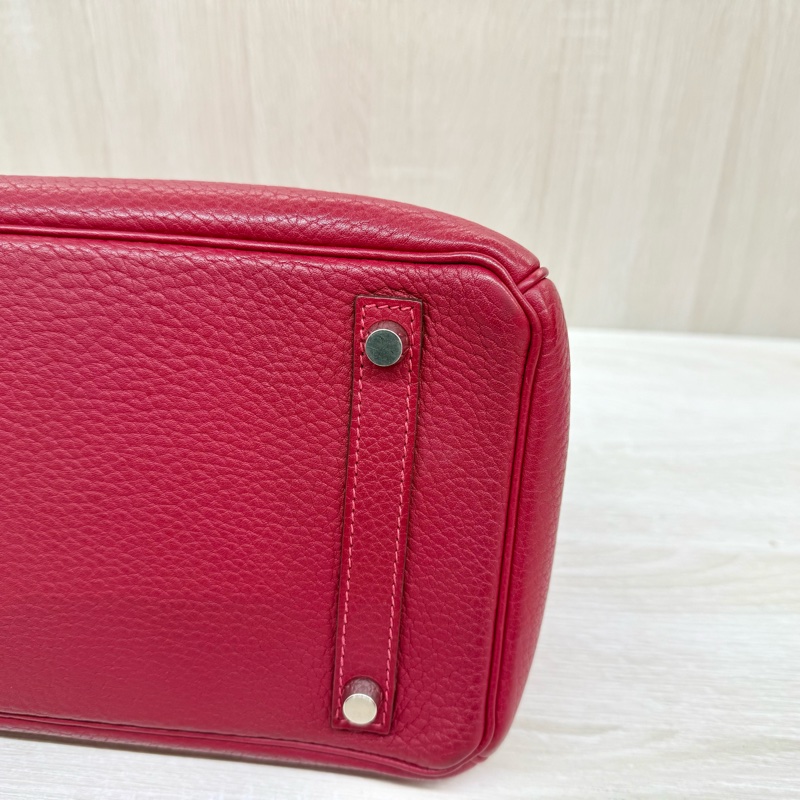 Hermes寶石紅山羊皮銀扣birkin 30cm-17