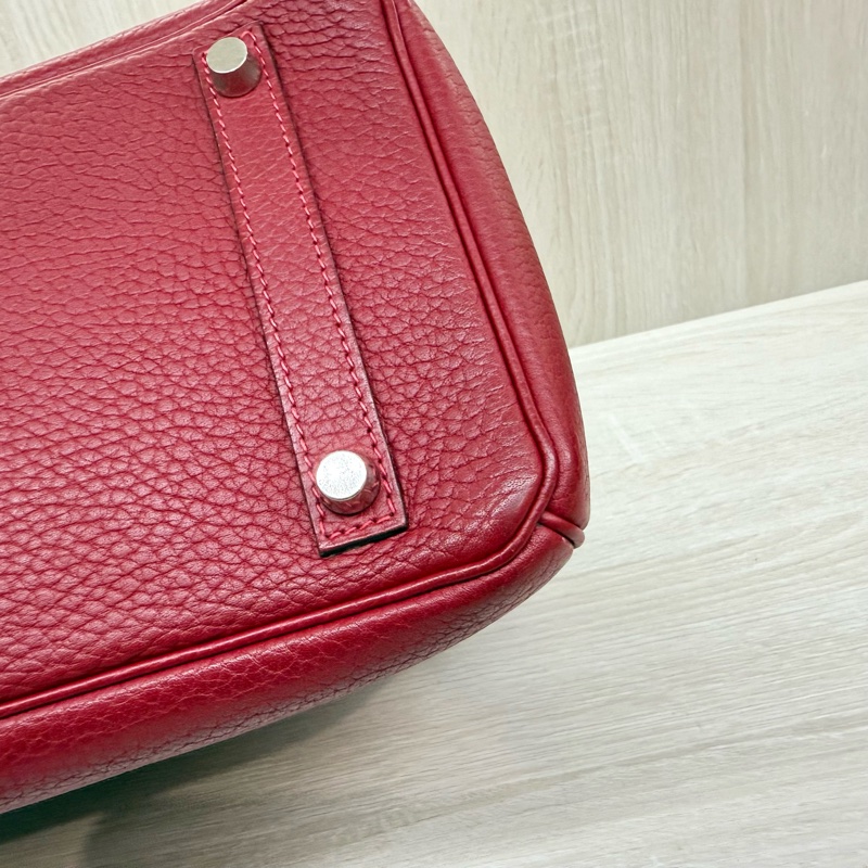 Hermes寶石紅山羊皮銀扣birkin 30cm-18