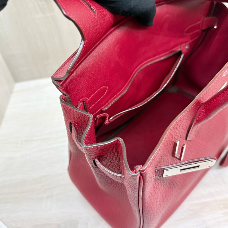 Hermes寶石紅山羊皮銀扣birkin 30cm-20