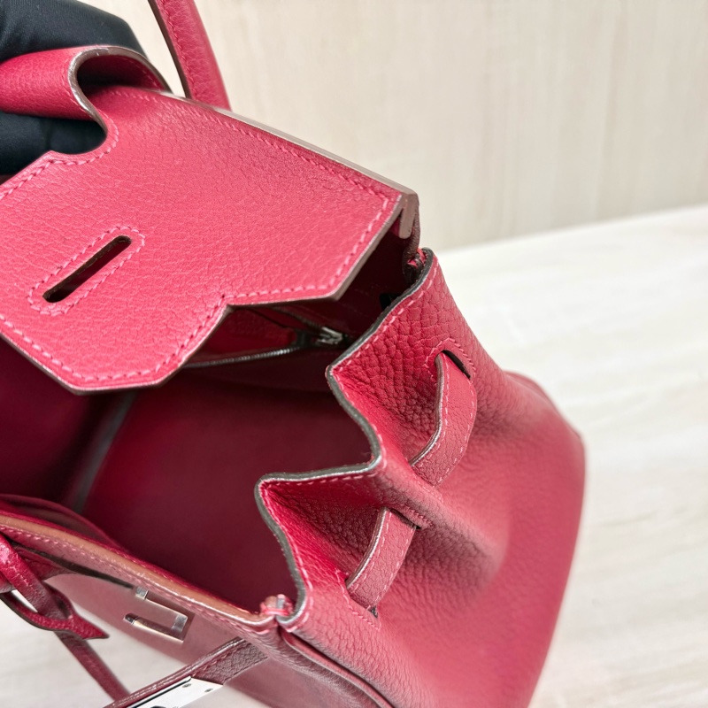 Hermes寶石紅山羊皮銀扣birkin 30cm-21